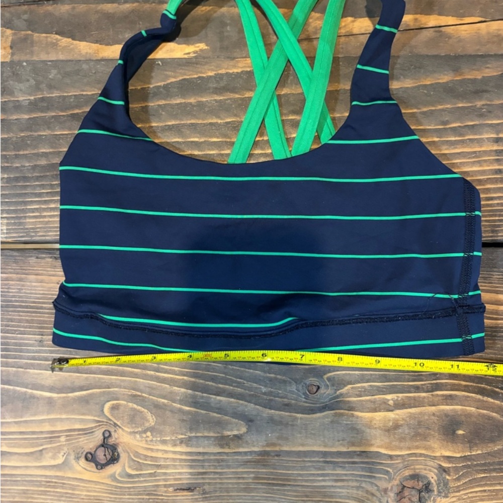Lululemon Striped Navy and Green Sports Bra - Picture 2 of 6